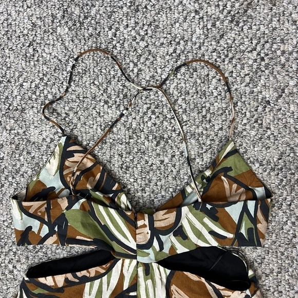 NWT Zara linen blend tropical print cut out mini dress M - Picture 8 of 15
